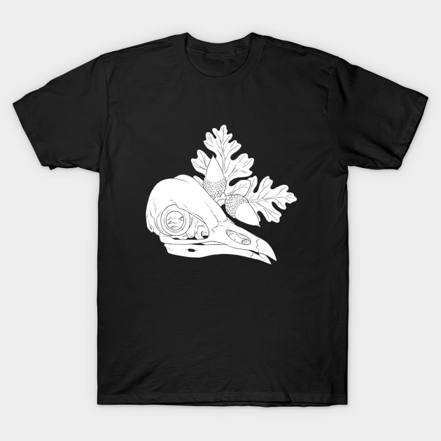 Barn Owl with Oak Leaves T-Shirt by Gold and Mean